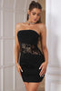 Load image into Gallery viewer, Stroppeløs korsett liten svart kjole med blonder