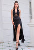 Load image into Gallery viewer, Black Halter Corset Party kjole med Slit