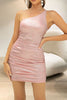 Load image into Gallery viewer, En skulder ryggløs rosa bodycon kjole