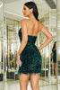 Load image into Gallery viewer, Paljetter Svart Kort Homecoming kjole med fjær