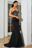 Sweetheart Black Long Prom Dress med Slit