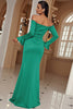 Load image into Gallery viewer, Off The Shoulder Green Long Prom Dress med Slit