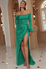 Load image into Gallery viewer, Off The Shoulder Green Long Prom Dress med Slit