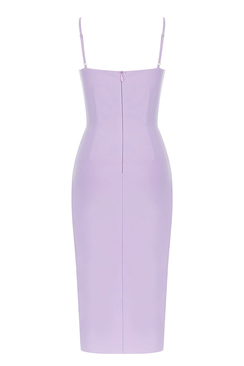 Load image into Gallery viewer, Lilac Bodycon Glitter Cocktail kjole med delt front
