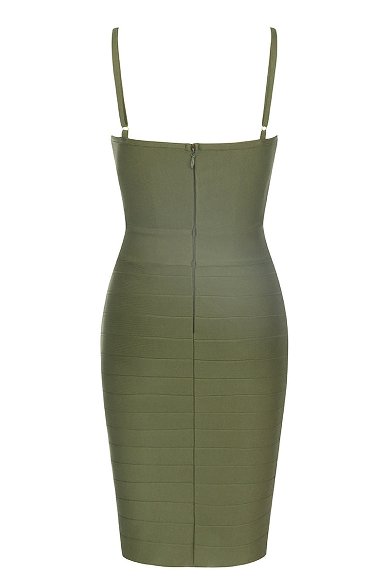 Load image into Gallery viewer, Army Green Spaghetti stropper Bodycon Homecoming kjole