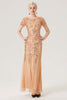 Load image into Gallery viewer, Paljetter Lang kjole fra 1920-tallet med korte ermer