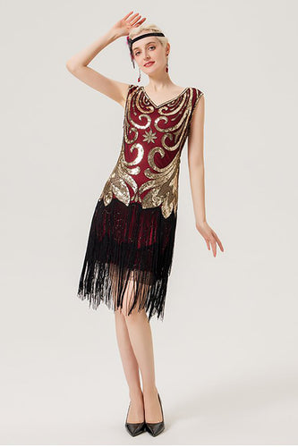 Fringes Sparkly 1920-tallet kjole med ermeløs