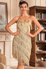 Load image into Gallery viewer, Golden Spaghetti stropper frynset brølende 20s Great Gatsby kjole
