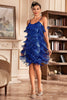 Load image into Gallery viewer, Grå spaghetti stropper frynset brølende 20s Great Gatsby kjole