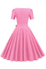 Load image into Gallery viewer, Rosa polka prikker korte ermer kjole fra 1950-tallet