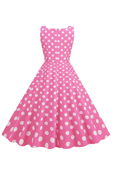 Polka Dots Rosa ermeløs kjole fra 1950-tallet