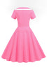 Load image into Gallery viewer, Rosa Polka Dots V-hals korte ermer 1950-tallet kjole