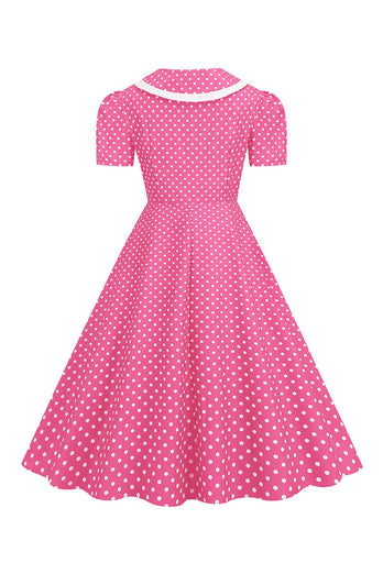 Rosa Polka Dots Peter Pan 1950-tallet kjole