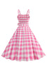 Load image into Gallery viewer, Rutete rosa spaghettistropper En linje 1950-tallskjole