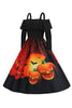 Load image into Gallery viewer, Halloween gresskar trykt svart kald skulder VIntage kjole