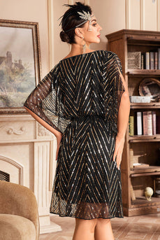 Glitter paljetter 1920-tallet kjole med Batwing ermer