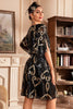 Load image into Gallery viewer, Black Glitter Sequins 1920-tallet kjole med Batwing ermer