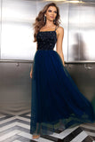 Lys rosa Spaghetti stropper Sequined Tylle Prom Dress