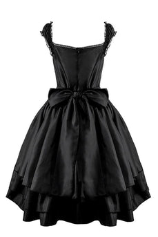 Halloween svart vintage kjole med blonder