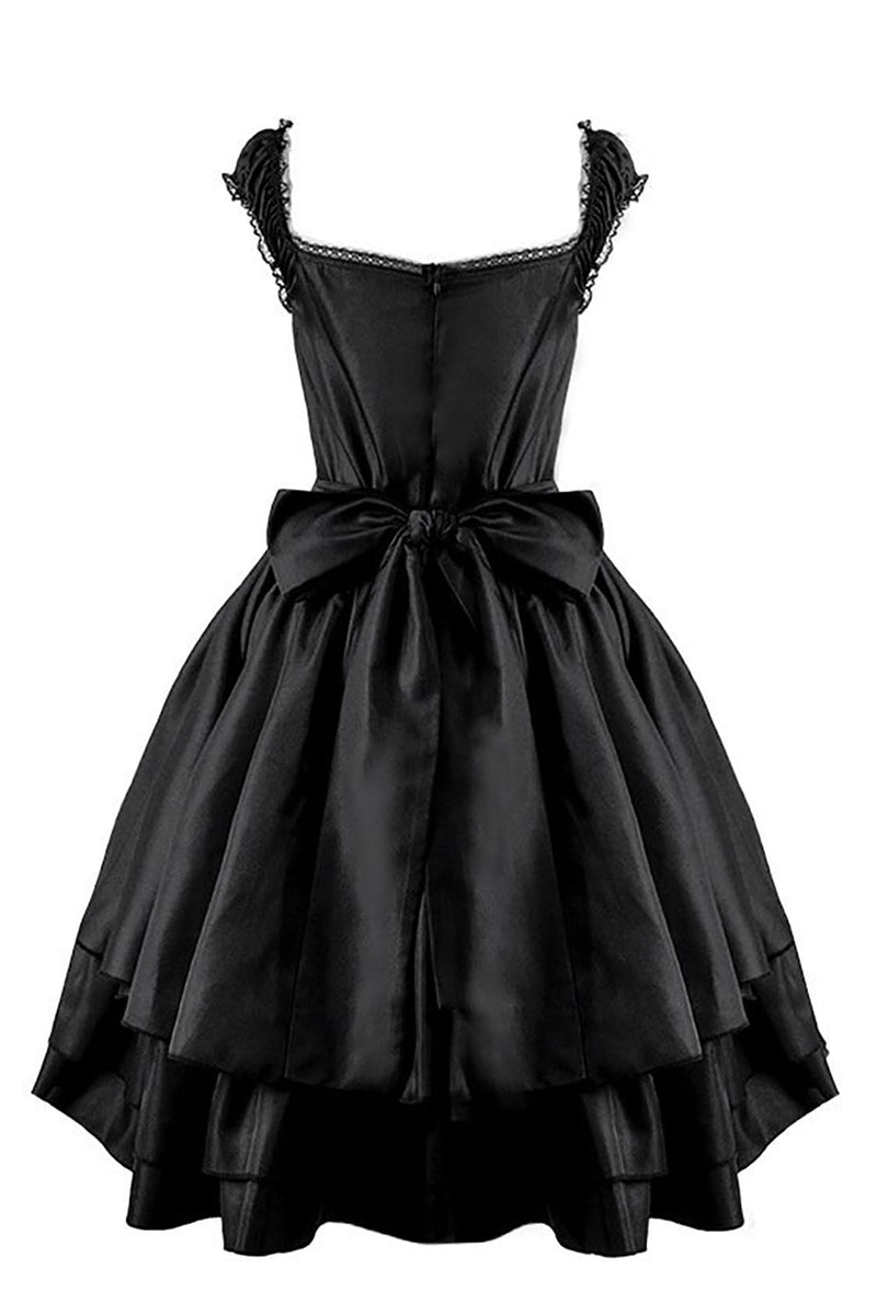 Load image into Gallery viewer, Halloween svart vintage kjole med blonder