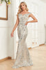 Load image into Gallery viewer, Av skulderen havfrue glitrende paljett prom kjole