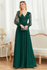 Load image into Gallery viewer, Mørkegrønn blonder Long SLeeves A Line Prom Dress