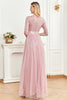 Load image into Gallery viewer, Blush A Line 3/4 ermer Sparkly Sequin Prom Dress