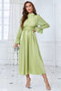 Load image into Gallery viewer, En linje grønn lange ermer casual kjole