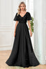 Load image into Gallery viewer, Tylle A-Line paljetter Svart formell kjole med spalte