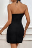 Load image into Gallery viewer, Svart Bodycon Kontrastfarge Halter Neck Strap Bow Bankett Evening Dress