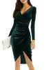 Load image into Gallery viewer, Bodycon V-Neck Wrap Hip Midi-lengde Cross Black Velvet Evening Dress