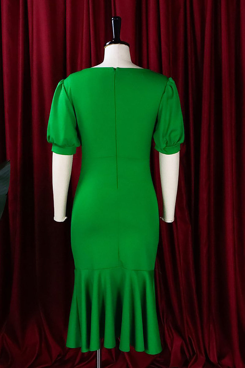 Load image into Gallery viewer, Bodycon V Neck Ruched arbeidskjole med volanger