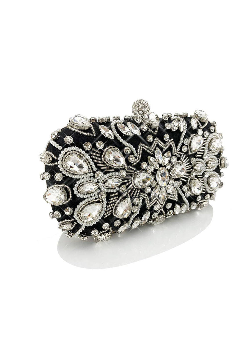 Load image into Gallery viewer, Rhinestone glitrende svart festclutchveske