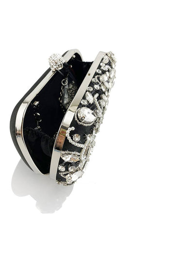 Rhinestone glitrende svart festclutchveske