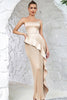 Load image into Gallery viewer, Champagne Spaghetti stropper Bodycon Satin Plissert Long Party Dress