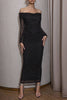 Load image into Gallery viewer, Av skulderen Svart Tight Holiday Party kjole med Slit