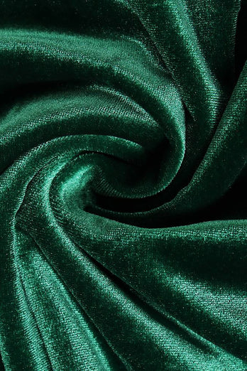 Mørkegrønn lange ermer Holiday Party kjole med plissert