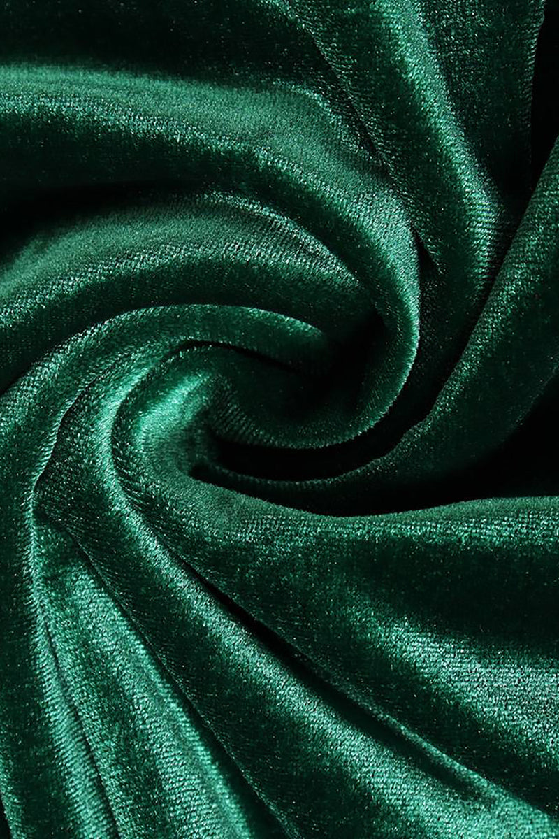 Load image into Gallery viewer, Mørkegrønn lange ermer Holiday Party kjole med plissert