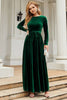 Load image into Gallery viewer, Lange ermer A Line Velvet Holiday Party Dress