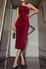 Load image into Gallery viewer, En skulder Tight Velvet Holiday Party kjole med Slit