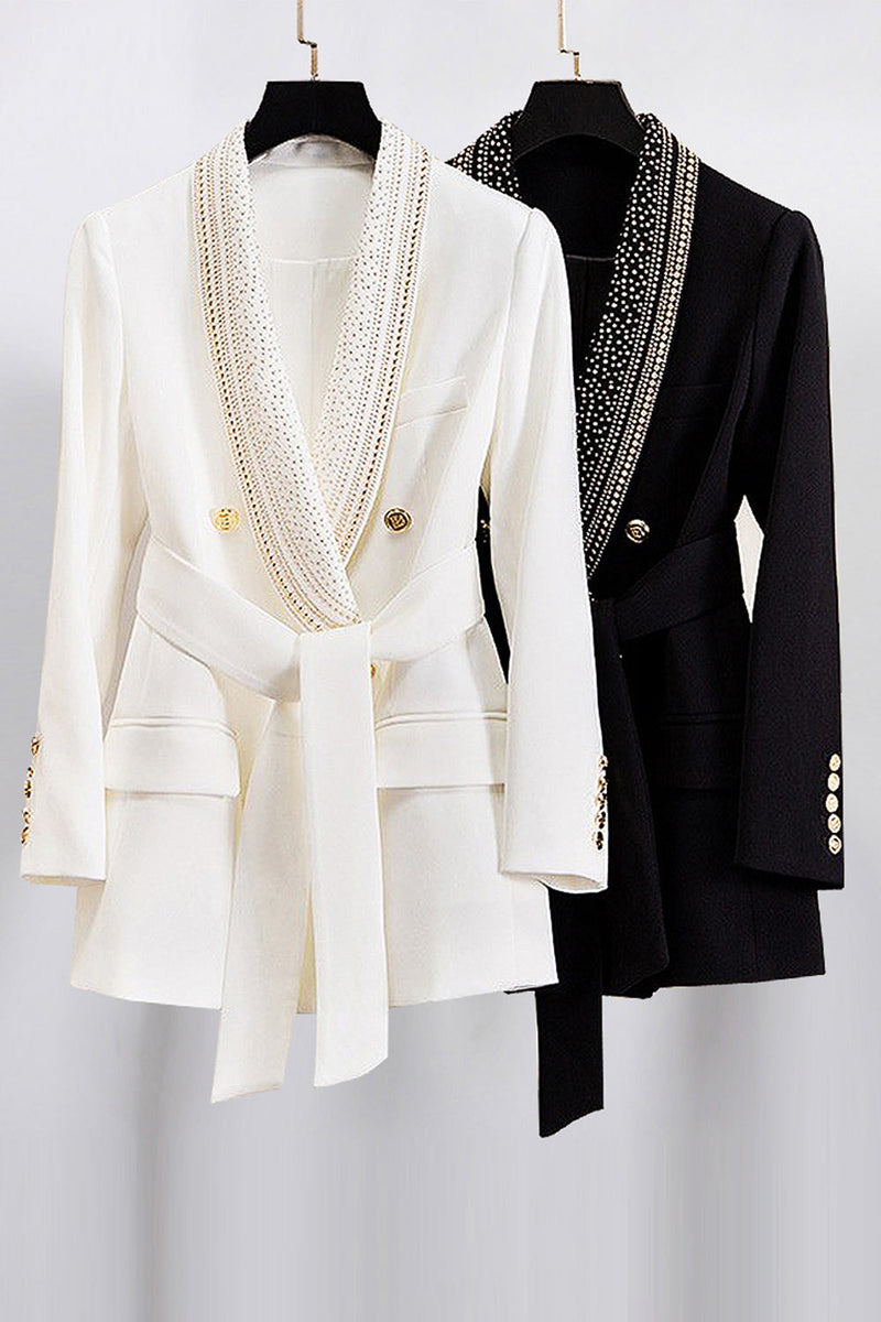 Load image into Gallery viewer, Glitter White Double Breasted Women Blazer med nagle
