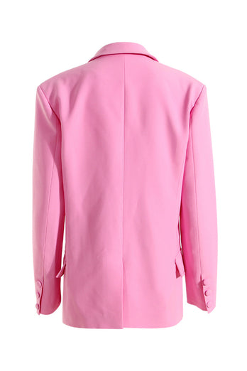 Pink Notched Lapel Women Party Blazer med perlebelte
