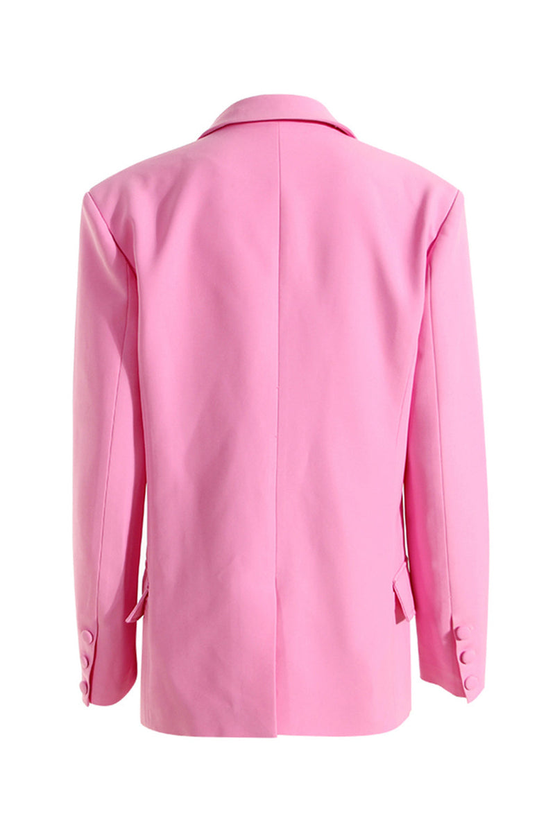 Load image into Gallery viewer, Pink Notched Lapel Women Party Blazer med perlebelte