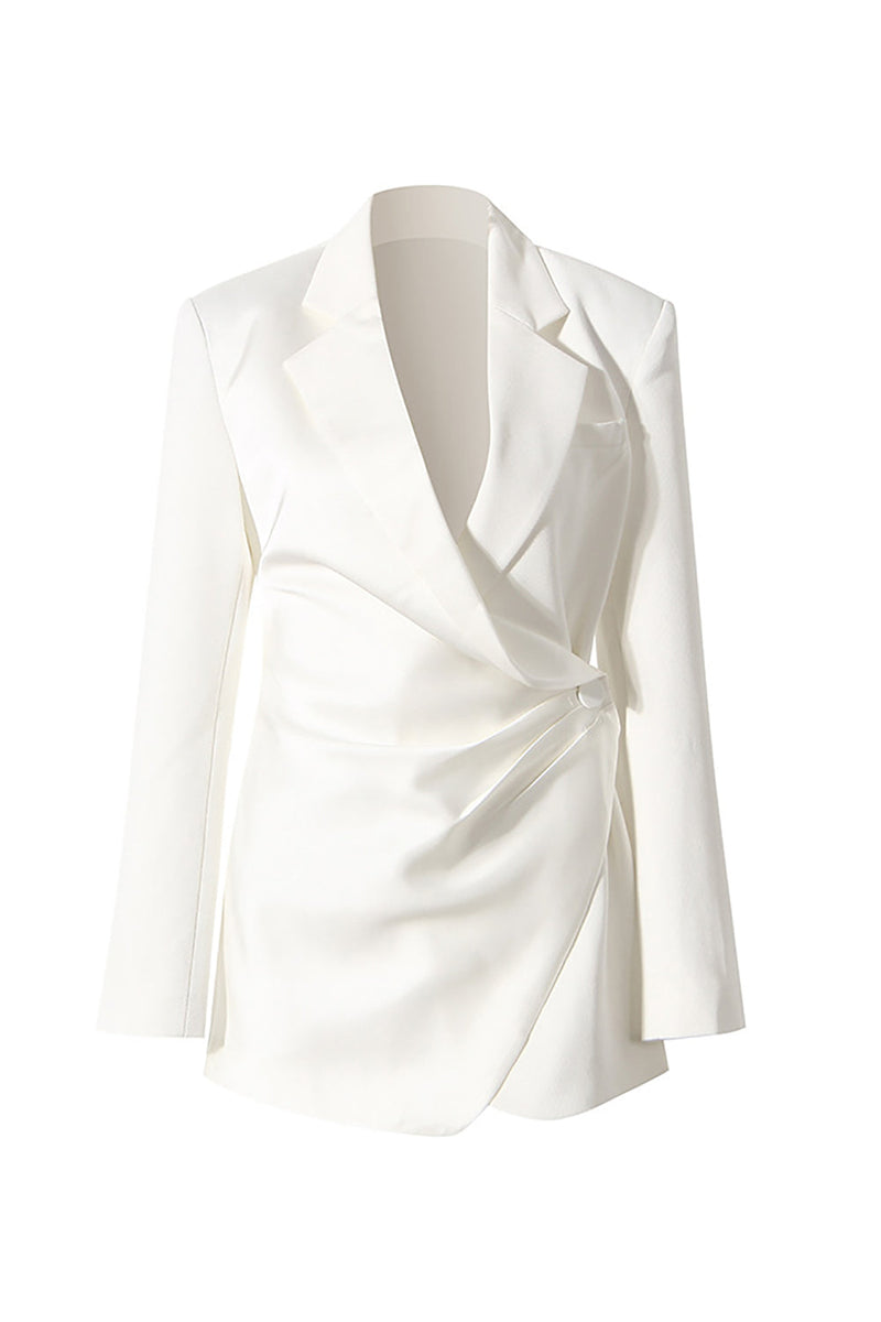 Load image into Gallery viewer, Hvit hakket jakkeslagsdrapert blazer for kvinner