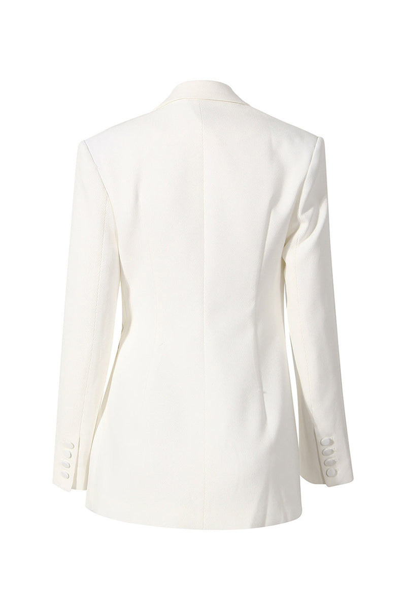 Load image into Gallery viewer, Hvit hakket jakkeslagsdrapert blazer for kvinner