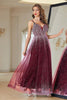 Load image into Gallery viewer, Burgunder A-Line Spaghetti stropper Beaded Prom Dress