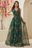 Load image into Gallery viewer, A-Line Green Trykt V-hals Long Prom Dress