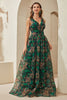 Load image into Gallery viewer, A-Line Green Trykt V-hals Long Prom Dress