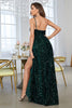 Load image into Gallery viewer, Mørkegrønn A Line One Shoulder Sequin Prom Dress med Slit