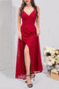 Load image into Gallery viewer, Red Lace Spaghetti stropper Prom kjole med Slit